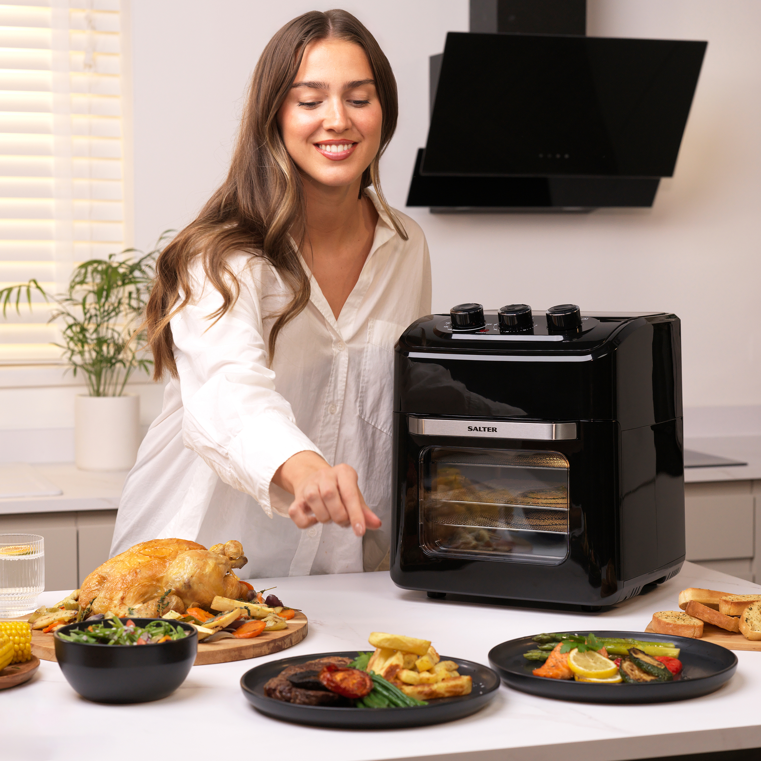  12L Large Air Fryer, 6-in-1 Air Fryer Oven, Grill