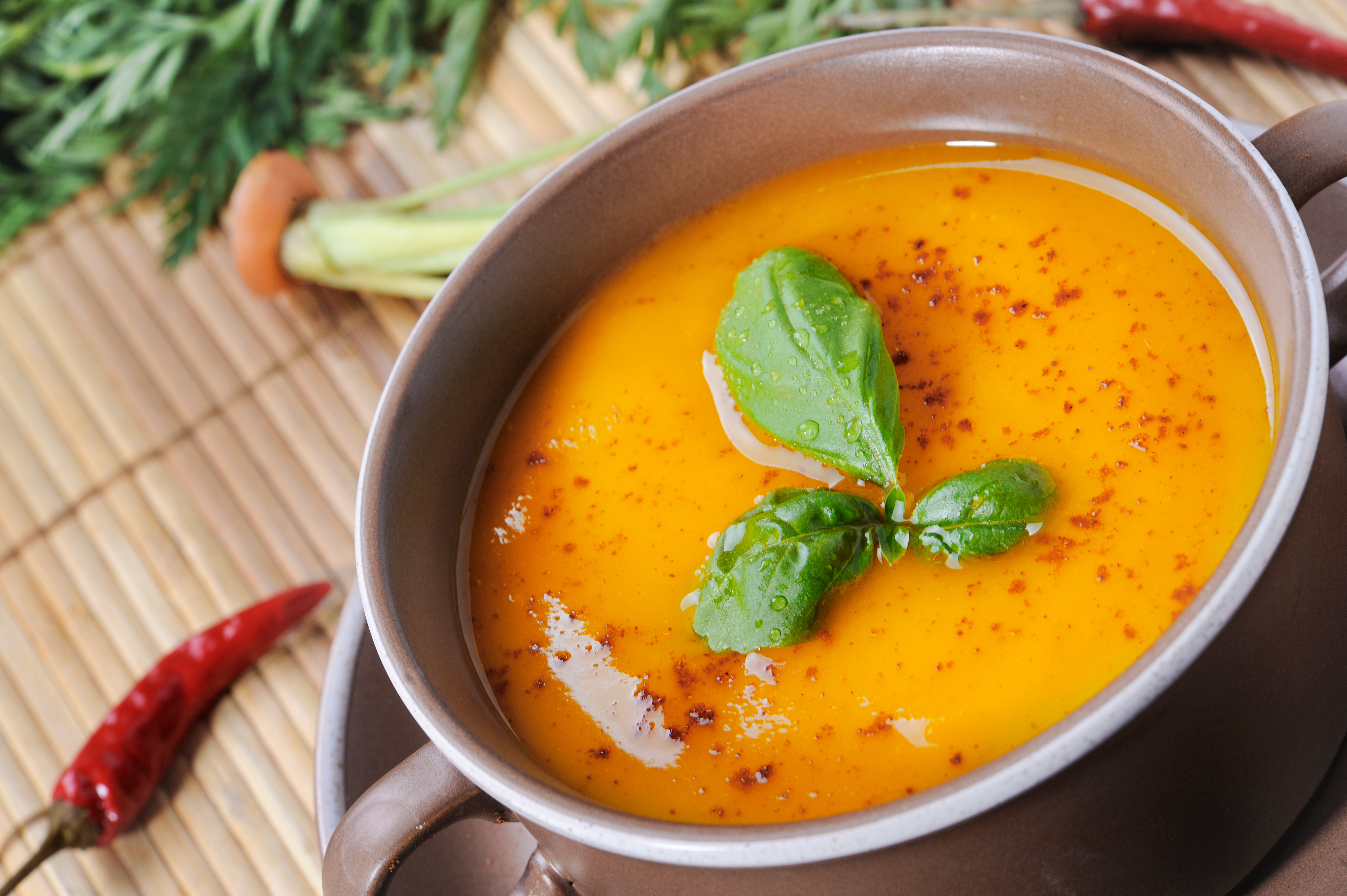 Roasted Chipotle pepper soup in a bowl